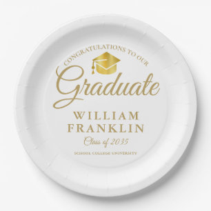 Moderne elegante Gold Graduation Party Pappteller