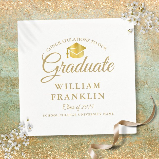 Moderne elegante Gold Graduation Party Serviette (Modern Elegant Gold Graduation Party Napkins)
