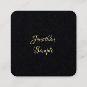 Moderne Elegante Gold Hand Script Premium Black Quadratische Visitenkarte