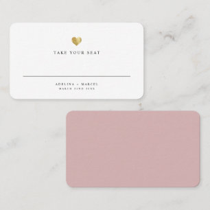Moderne elegante Gold Heart Wedding Table Platzkar Platzkarte