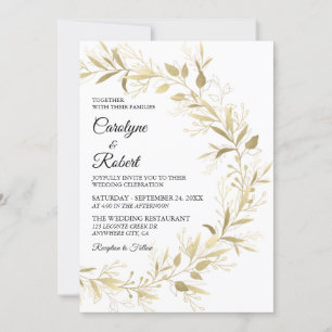 Moderne Elegante Gold Leaf Hochzeit Einladung