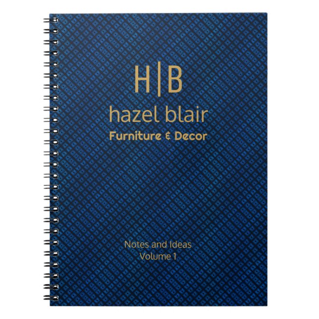 Moderne, elegante Gold Monogram Navy Blue Squares Notizblock (Vorderseite)