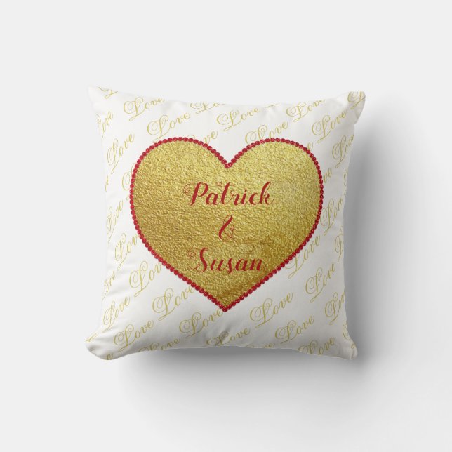 Moderne Elegante Gold Rotes Herz Liebe Valentinsta Kissen (Vorderseite)