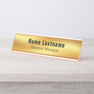 Moderne elegante Gold Schreibtischnamensplakette