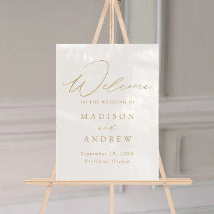 Moderne, elegante Gold Script-Hochzeit Willkommen Acrylschild