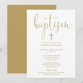 Moderne elegante Gold Script-Taufe Einladung