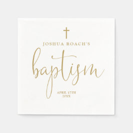 Moderne elegante Gold Script-Taufe Serviette