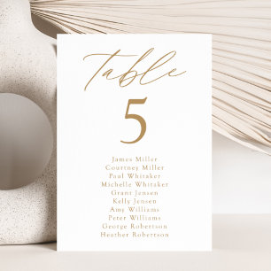 Moderne elegante Gold Tischnummer Seekarte