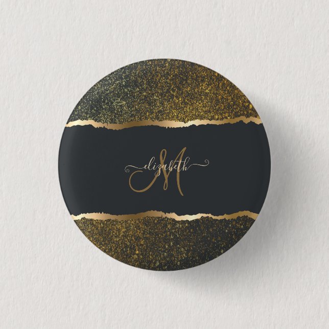 Moderne elegante Gold-Touch-Monogramm Button (Vorderseite)