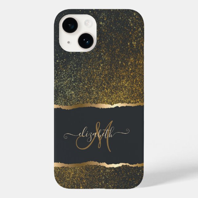 Moderne elegante Gold-Touch-Monogramm Case-Mate iPhone Hülle (Rückseite)