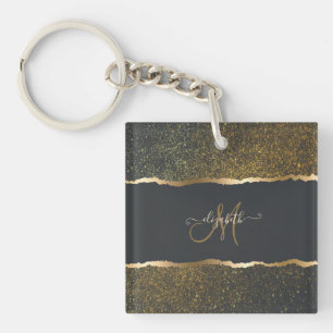 Moderne elegante Gold-Touch-Monogramm Schlüsselanhänger
