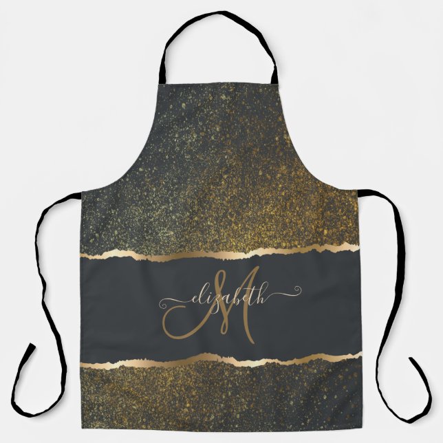 Moderne elegante Gold-Touch-Monogramm Schürze (Vorderseite)