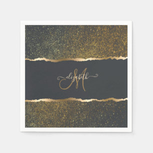 Moderne elegante Gold-Touch-Monogramm Serviette