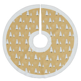Moderne, elegante Goldbäume und Schneeflocken Polyester Weihnachtsbaumdecke