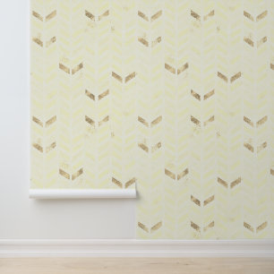 Moderne, elegante Goldcreme Zickzack gestrichen Tapete