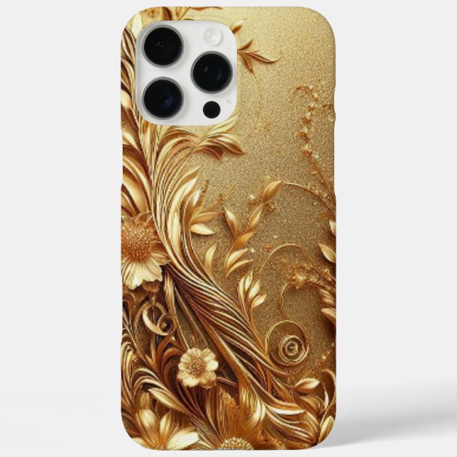 Moderne, elegante goldene Blütenkurve Case-Mate iPhone Hülle (Rückseite)