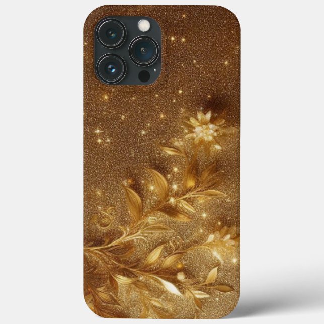 Moderne, elegante goldene Blütenkurve Case-Mate iPhone Hülle (Rückseite)