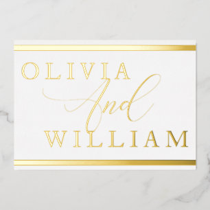 Moderne elegante goldene Folienhochzeit Folieneinladung