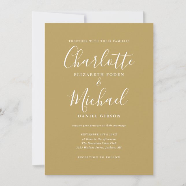 Moderne elegante Goldene Hochzeit Schrift Einladung (Vorderseite)