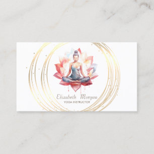 Moderne elegante goldene Kreise Yoga-Mädchen Lotus Visitenkarte