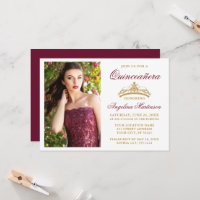 Moderne elegante goldene Krone Burgunder Quinceane