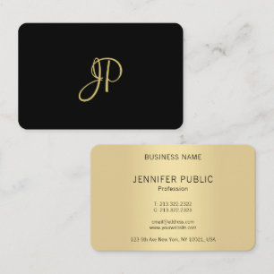 Moderne elegante goldene monogrammierte Vorlage Visitenkarte