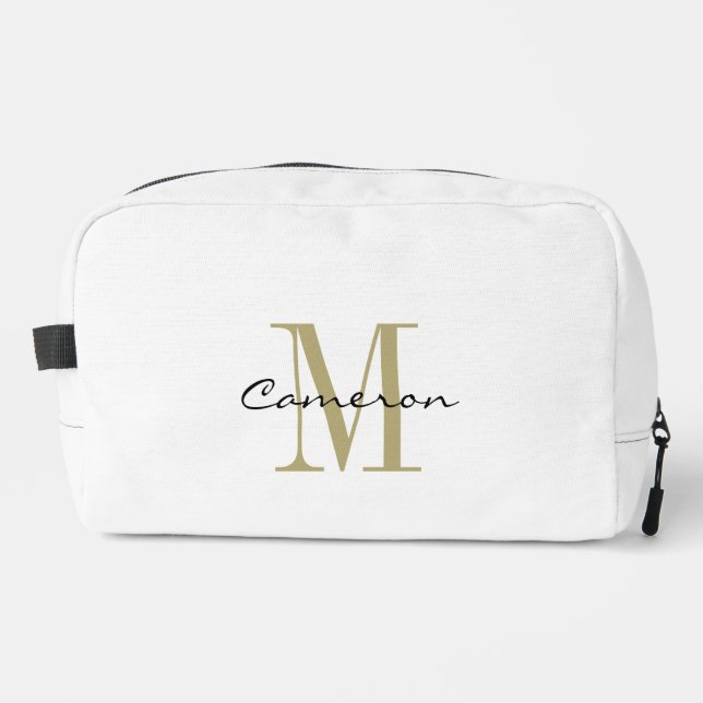 Moderne elegante goldene personalisierte Monogramm Waschbeutel (Vorderseite)
