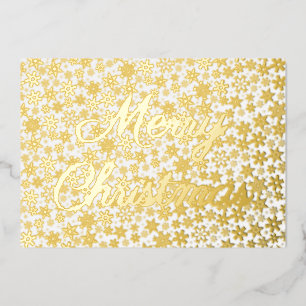 Moderne elegante goldene Schneeflocken Frohe Weihn Folien Feiertagskarte