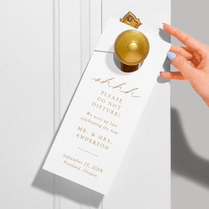 Moderne, elegante Goldene Schrift stört Hochzeiten Türanhänger