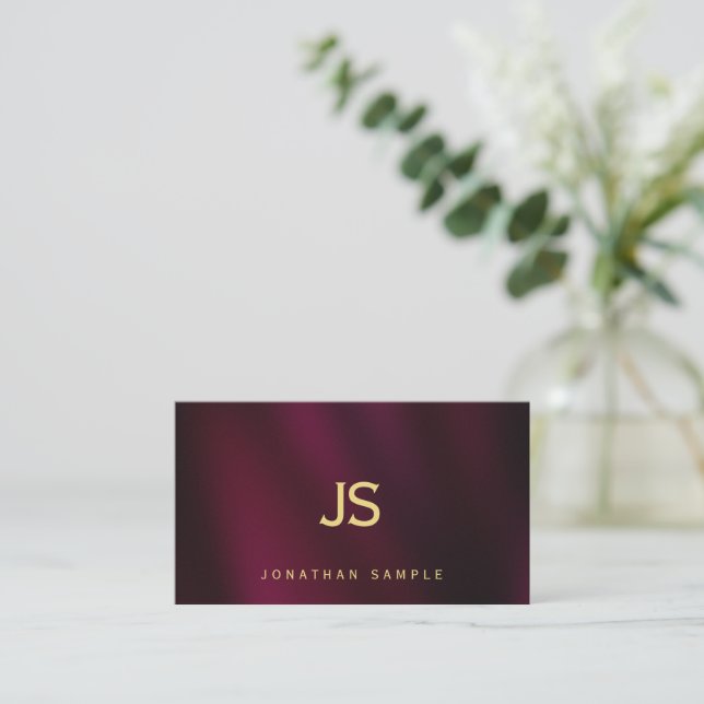 Moderne elegante goldene Textmonogramm Erstellen S Visitenkarte (Stehend Vorderseite)