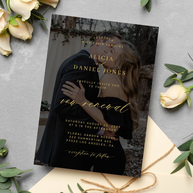 Moderne elegante Goldene Trauung Verlängerung Einladung (Von Creator hochgeladen)