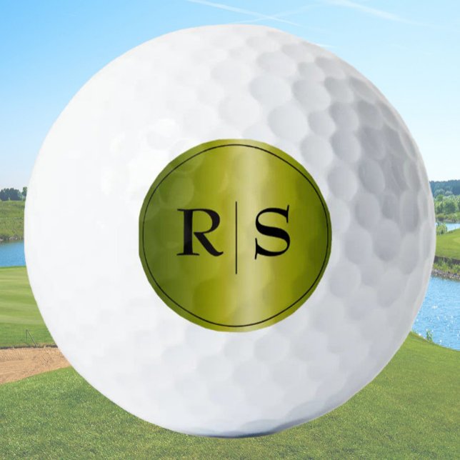 Moderne elegante goldene und schwarze Monogrammier Golfball (Von Creator hochgeladen)