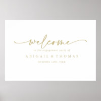 Moderne elegante goldene Verlobungsfeier Begrüßung