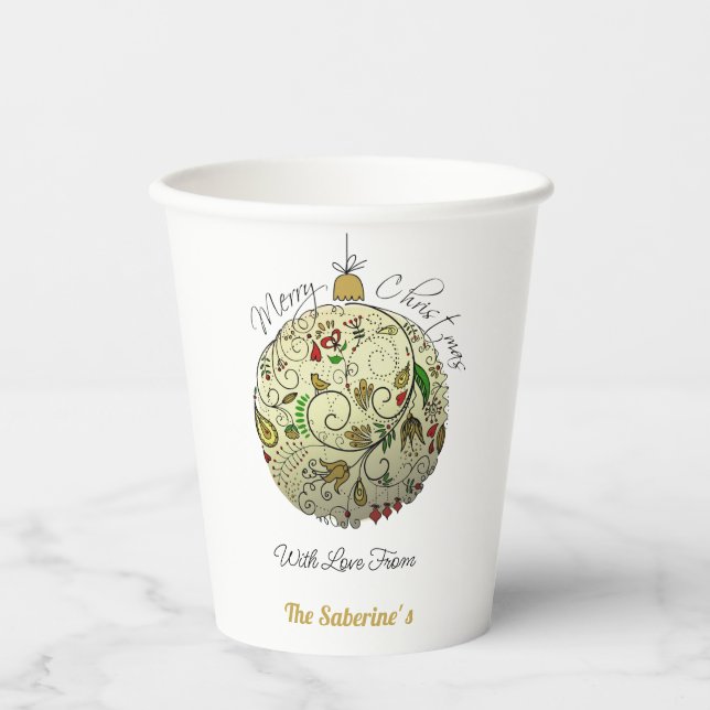 Moderne Elegante Goldene Weihnachtszeit Pappbecher (Vorderseite)