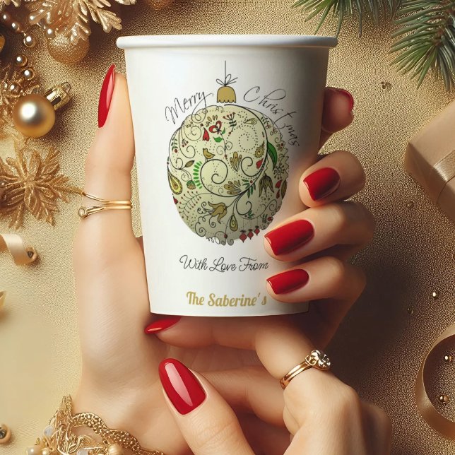 Moderne Elegante Goldene Weihnachtszeit Pappbecher (Von Creator hochgeladen)