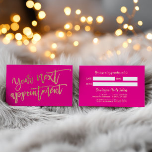 Moderne elegante Goldfolie-Schrift Neonpink Terminkarte