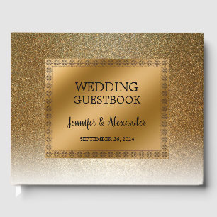 Moderne, elegante Goldhochzeit im Glitzer Gästebuch