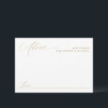 Moderne elegante Goldkalligraphie-Hochzeit<br><div class="desc">Elegant & Modern Gold Calligraphy Wedding Advice Card : Diese Karte bietet Platz für Ihre Gäste,  um Ratschläge oder Wünsche auszufüllen. Es zeichnet sich durch goldromantische Kalligraphie und einen modernen Look aus.</div>