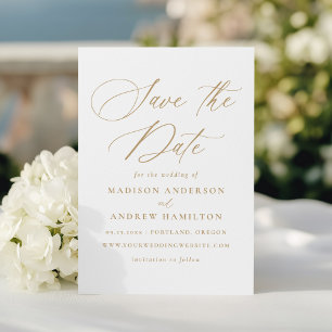 Moderne elegante Goldkalligraphie-Hochzeit Save The Date