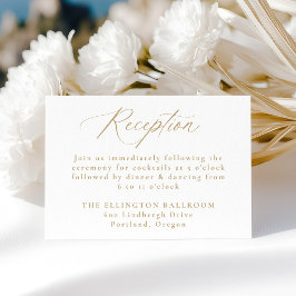 Moderne elegante Goldkalligraphie-Hochzeitsempfehl Begleitkarte