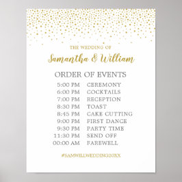 Moderne elegante Goldmedaille Confetti Hochzeitspl Poster
