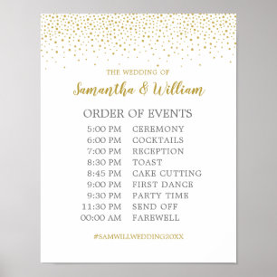 Moderne elegante Goldmedaille Confetti Hochzeitspl Poster