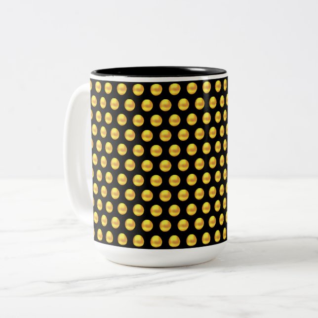 Moderne elegante Goldpunkte auf schwarz Zweifarbige Tasse (Vorderseite Links)