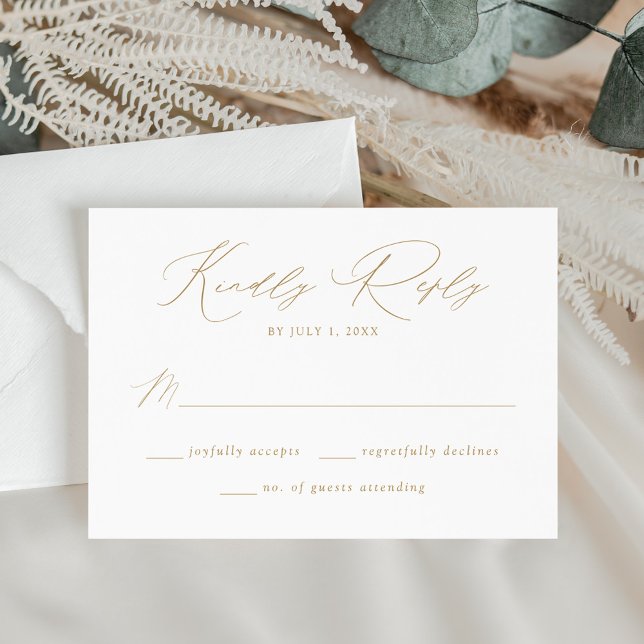 Moderne, elegante GoldskriptWedding RSVP Karte (Von Creator hochgeladen)