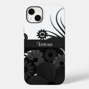 Moderne Elegante Gotische Schwarze Hibiskus Floral Case-Mate iPhone 14 Plus Hülle