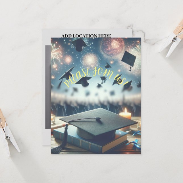 Moderne Elegante Graduierungspartei Einladung (Vorderseite/Rückseite Beispiel)