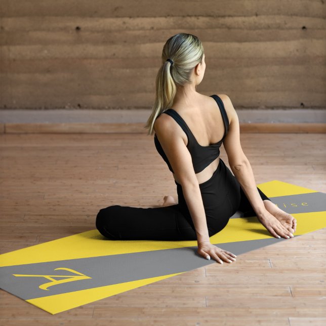 Moderne, elegante, grau-gelbe mit Monogramm Yogamatte (Von Creator hochgeladen)