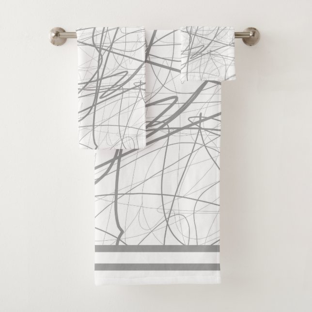Moderne, elegante graue Skizze 2 Badhandtuch Set (Insitu)
