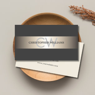 Moderne elegante graue Streifen Monogramm Berater Visitenkarte