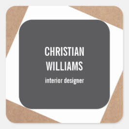 Moderne elegante, graue White Kraft Paper Name Quadratischer Aufkleber